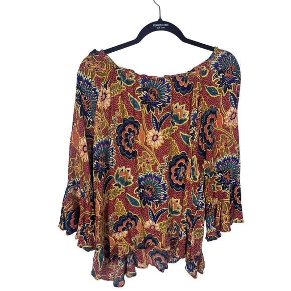 Willow & Root Boho Floral Peasant Top XL Rayon Fall Tunic Blouse Festival - Picture 5 of 8